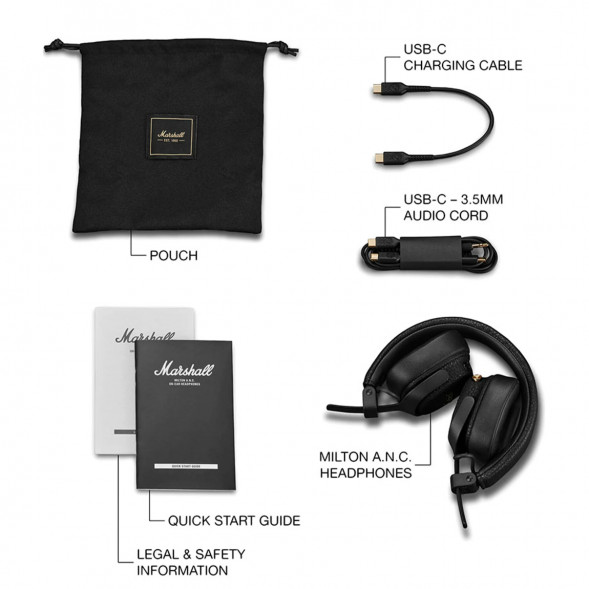 Беспроводные наушники Marshall Milton ANC, Black в Нижнем Тагиле