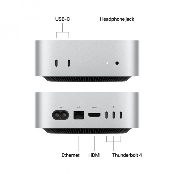 Компьютер Apple Mac mini M4 2024 (MU9E3) (10 Core GPU, 16ГБ, 512ГБ SSD, Apple, macOS), серебристый в Нижнем Тагиле