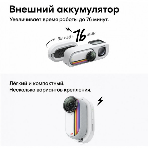 Экшн-камера Insta360 Go 3S Retro Bundle Special Edition 128ГБ, White в Нижнем Тагиле